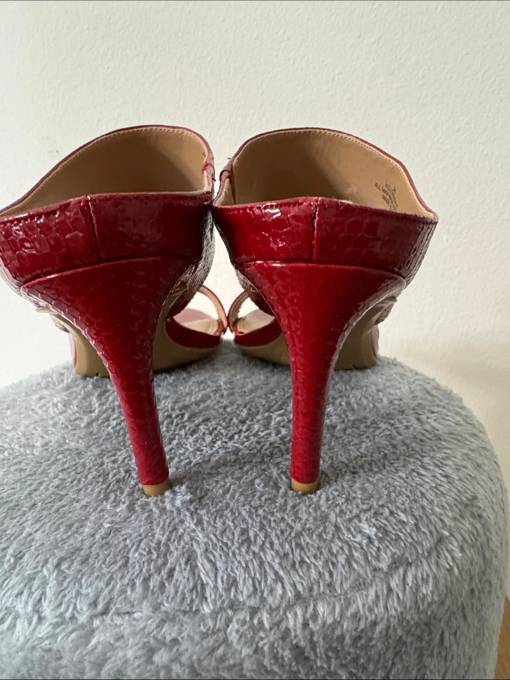 Calvin Klein Red Patent Open-Toe Slingback Heels